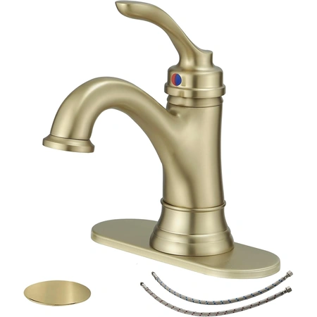 homevacious bathroom faucet with faucet supply hose and pop up drain.webp